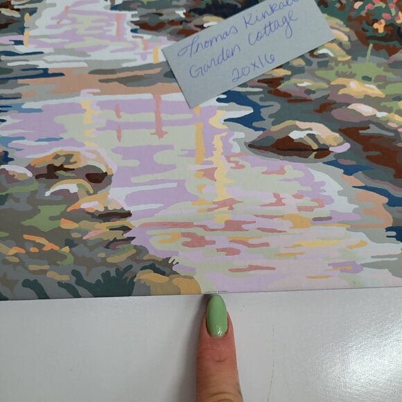 Thomas Kinkade Lamplight Bridge Paint‎ By Number Finished Painting 20by16 - Picture 17 of 17